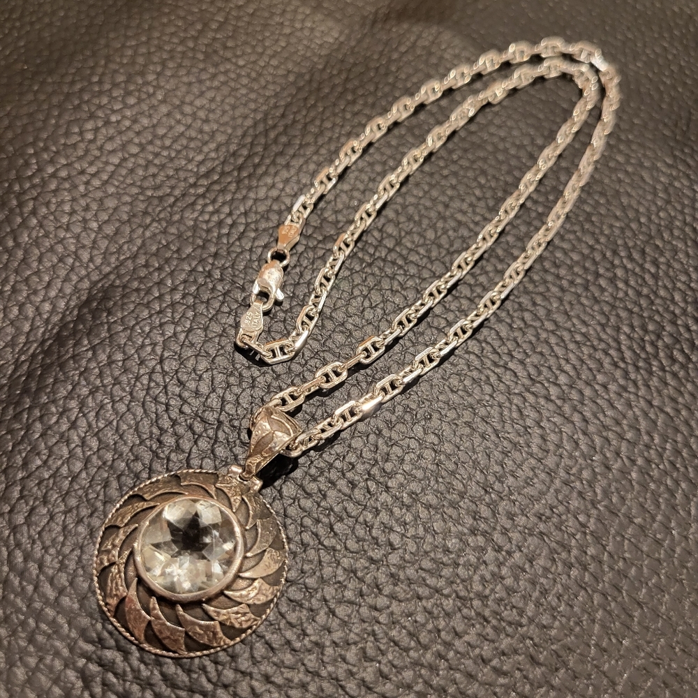 Beautiful sterling silver necklace with Green Amethyst (Prasiolite) pendant